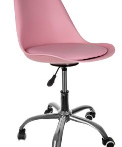 Въртящ се офис стол в розов цвят стилен дизайн