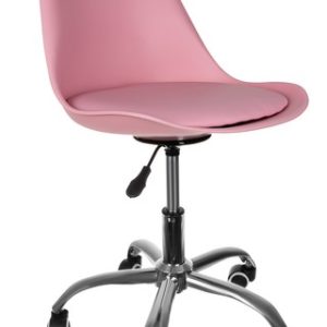 Въртящ се офис стол в розов цвят стилен дизайн
