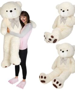 Голямо плюшено мече в бял цвят 145см