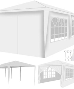 Градинска парти шатра с прозорци и страници