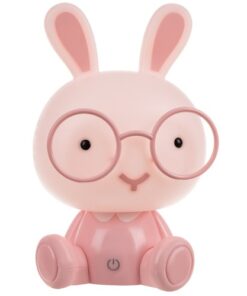 Детска нощна лампа Розово Зайче с очила