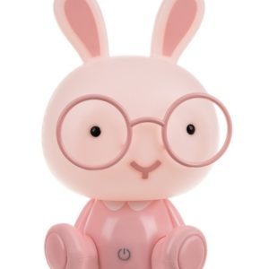 Детска нощна лампа Розово Зайче с очила