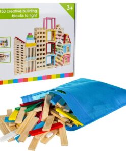 Детски дървен пъзел с цветни блокчета