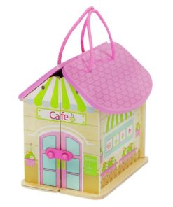 Дървена къща за кукли - кафене с играчки