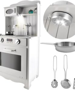 Голяма дървена детска кухня с аксесоари