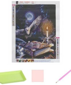 Диамантен гоблен-мозайка - Сова в нощта