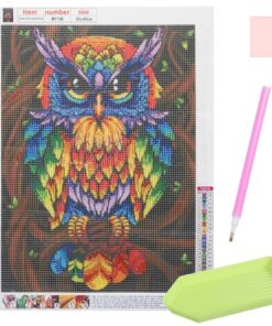 Диамантена мозайка-гоблен Цветен Бухал