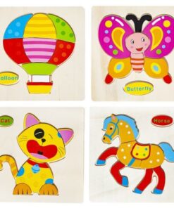 Дървен детски пъзел с 4 различни форми