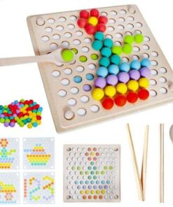 Дървен пъзел монтесори с шарени мъниста