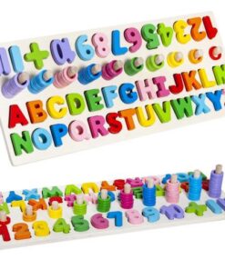 Дървена детска низанка с букви и цифри