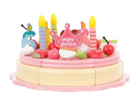 Дървена играчка торта за рожден ден с аксесоари