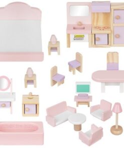 Дървени мебели за къща за кукли - детски аксесоари за игра