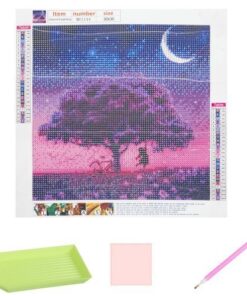 Дърво в нощта диамантен гоблен-мозайка