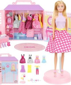 Кукла Барби с куклена къща и дрешки
