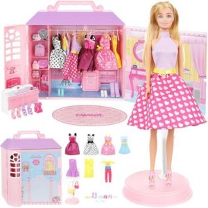 Кукла Барби с куклена къща и дрешки