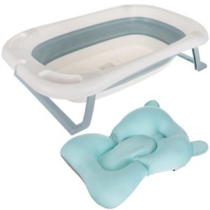 Сгъваема бебешка вана с термометър и възглавница