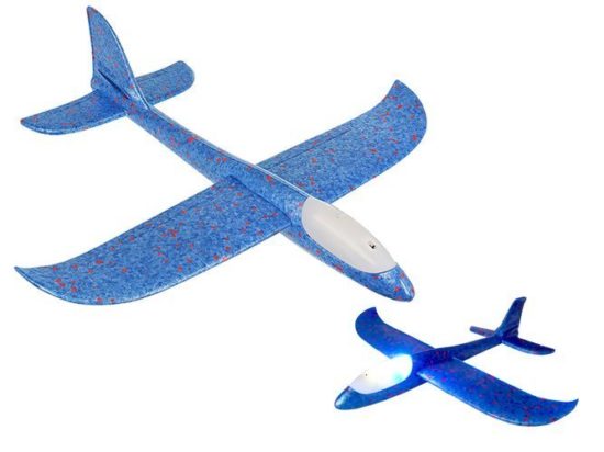 Стиропорен самолет - играчка за деца в син цвят