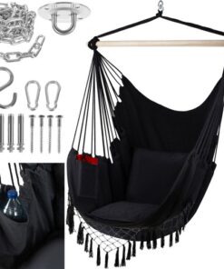 Голям градински стол-хамак в черен цвят