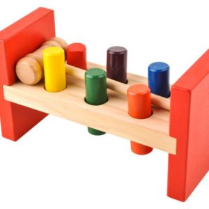 Детска дървена играчка с чук и цветни блокчета