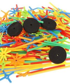 Детски шарен конструктор със сламки