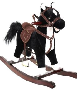 Детско плюшено конче-люлка в черен цвят