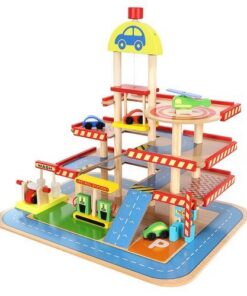 Дървен гараж за паркиране - детска играчка