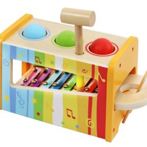 Дървен детски ксилофон с чукче - музикална играчка