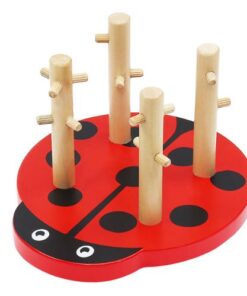 Дървен детски пъзел-низанка калинка