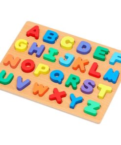 Дървен детски пъзел с азбука - монтесори играчка за деца