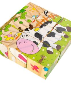 Дървен пъзел с кубчета - детска играчка