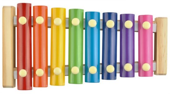 Дървен цветен ксилофон - детска играчка