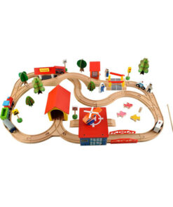 Дървена детска писта за игра с аксесоари