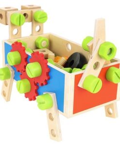 Дървена кутия-конструктор с инструменти