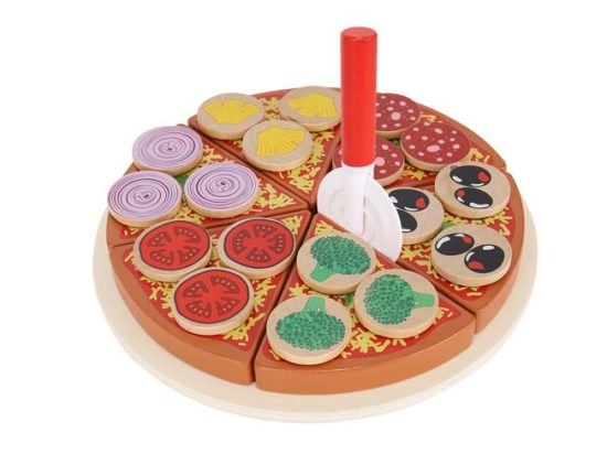 Дървена пица с аксесоари - детска играчка