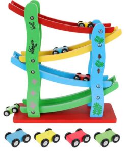 Дървена пързалка за колички - детска играчка