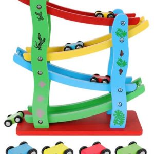 Дървена пързалка за колички - детска играчка