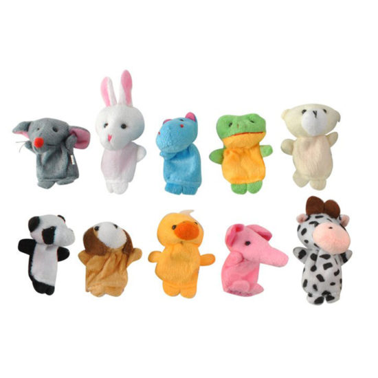 Комплект детски кукли за ръка - цветни животни