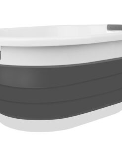 Сгъваем силиконов кош за пране в сиво и бяло