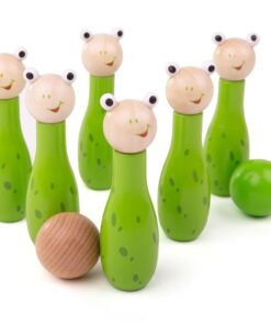 Детски дървен боулинг с жаби Bigjigs