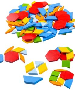 Детски дървен пъзел Геометрични плочки Bigjigs