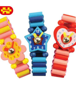 Детски дървен часовник в цветни форми Bigjigs