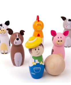 Дървен боулинг за деца Ферма Bigjigs