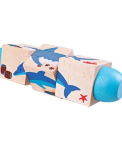 Bigjigs - Дървени въртящи се кубчета - В морето