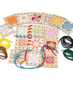 Дървен детски пъзел - плочки за нанизване