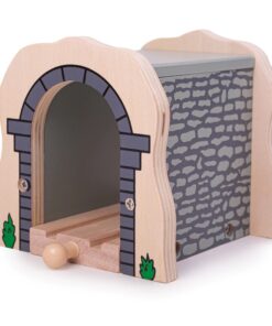 Дървен тухлен тунел с релса в сиво за деца Bigjigs
