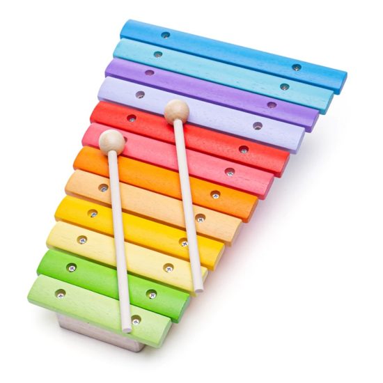 Дървен цветен ксилофон за деца Bigjigs