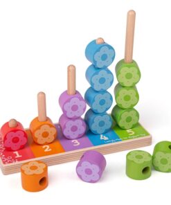 Дървена бебешка низанка с цветя Bigjigs