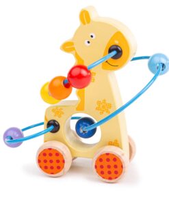 Дървена детска играчка за бутане жирафче Bigjigs