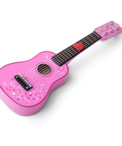 Дървена китара за деца в розов цвят Bigjigs