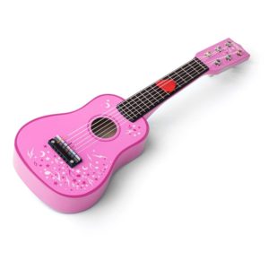 Дървена китара за деца в розов цвят Bigjigs